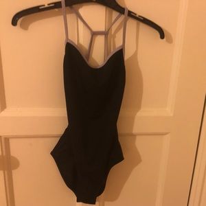 Black and purple strappy leotard